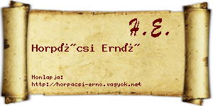 Horpácsi Ernő névjegykártya